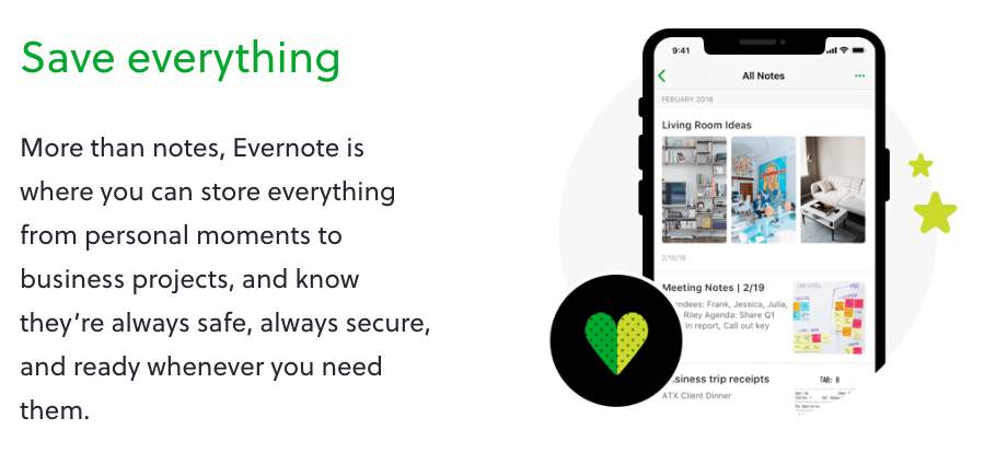 Evernote allows users to create notes