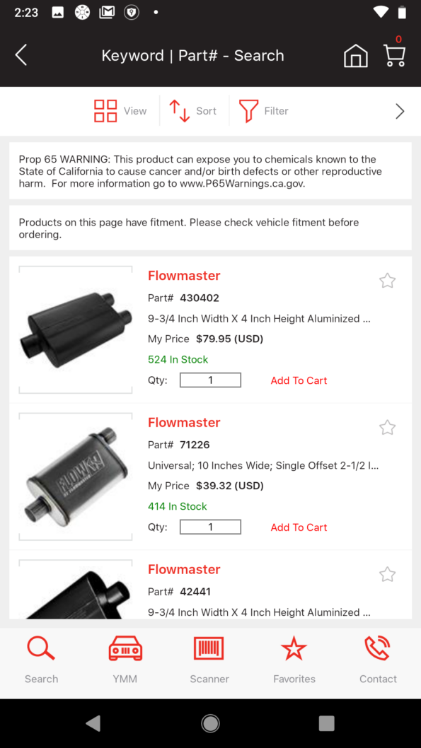 Parts from the eKeystone catalog