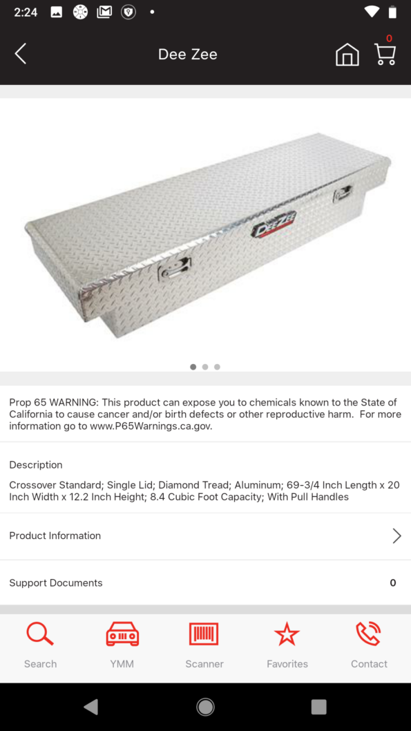 Product details from part in the catalog