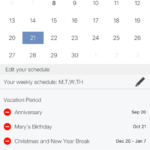 Calendar from the MRIoA app