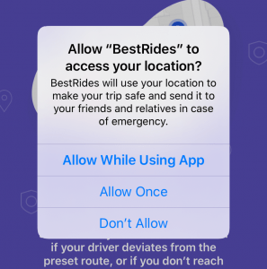BestRides App Location Access