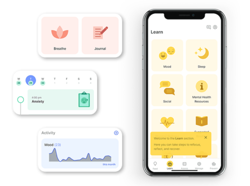 mindLAMP app images on iPhone X