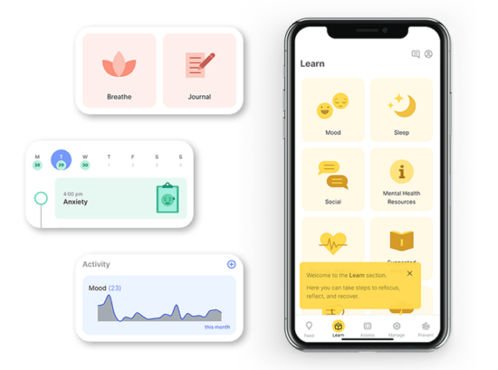 mindLAMP app images on iPhone X