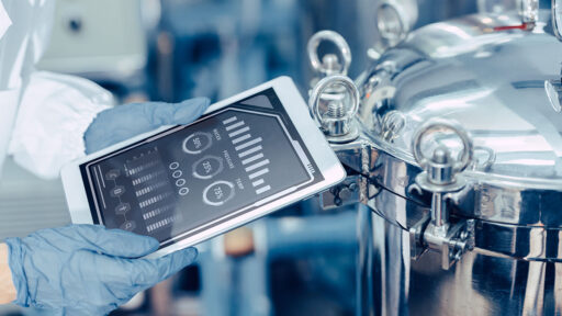 Tablet showing app connected to external hardware