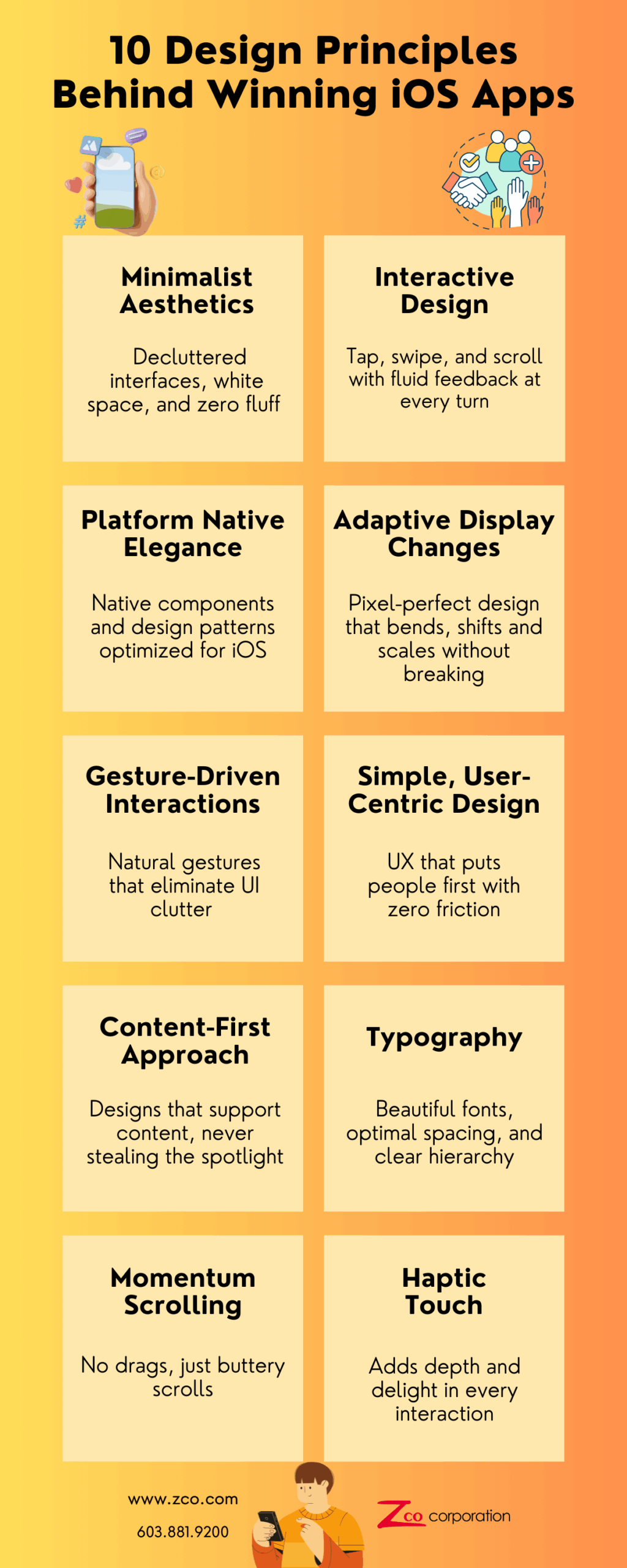 Infographic showing iOS app design principles