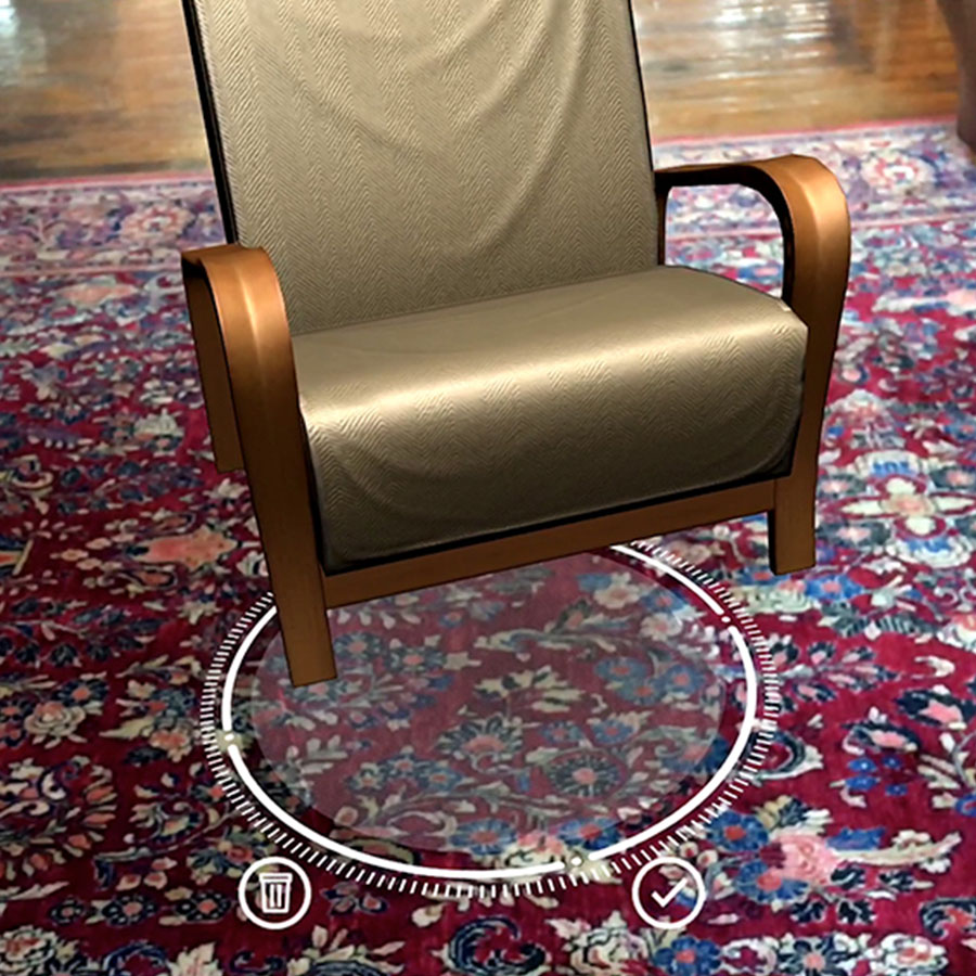 Furniture being placed in the InHouse AR app